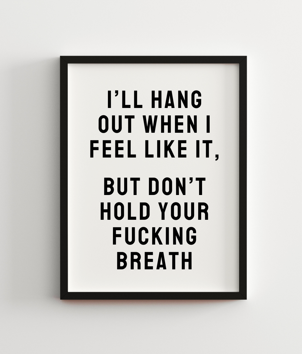 I'll Hang Out When I Feel Like It, But Don't Hold Your Fucking Breath