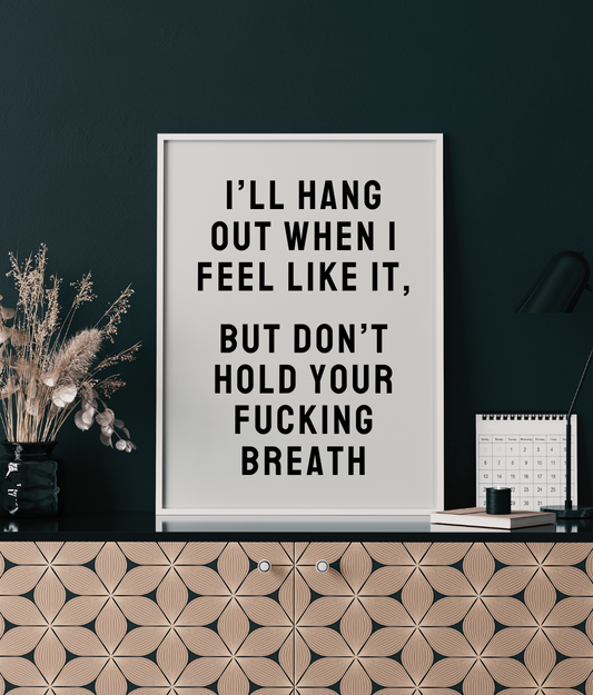 I'll Hang Out When I Feel Like It, But Don't Hold Your Fucking Breath